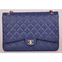 Imitation Chanel Maxi Quilted Classic Flap Bag Blue Cannage Pattern A58601 Gold JK539Tm92