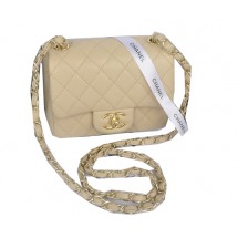 Imitation Chanel mini Classic Flap Bag Apricot Cannage Pattern 1115 Gold JK1080SU87