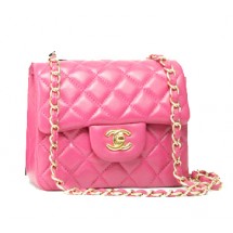 Imitation Chanel mini Classic Flap Bag Rose Leather 1115 Gold Chain JK1096Nj42