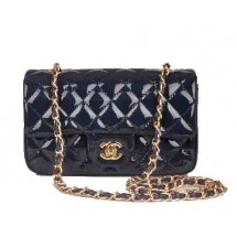 Imitation Chanel mini Classic Flap Bag Royal Patent Leather 1117 Gold JK1061Za30