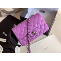 Imitation Chanel MINI Flap Bag Original Sheepskin Leather 1116 Lavender & silver-Tone Metal JK4152Za30