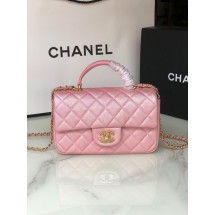 Imitation CHANEL mini flap bag with top handle AS2431 rose JK2727Nj42