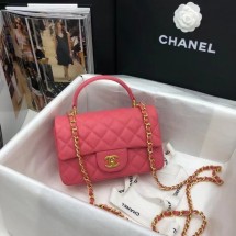 Imitation CHANEL mini flap bag with top handle AS2431 rose JK3437QN34