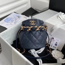 Imitation chanel mini Lambskin tote AS2390 Navy Blue JK3426lH78