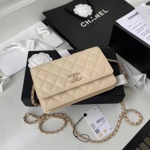 Imitation CHANEL mini wallet on chain AP2136 Apricot JK3265Tm92