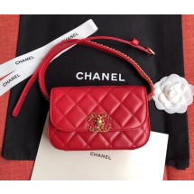 Imitation Chanel Original Sheepskin Leather Belt Bag Red 33866 Gold JK4488VO34