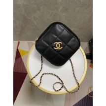 Imitation Chanel small diamond bag Grained Calfskin & Gold-Tone Metal AS2201 black JK3806SU87