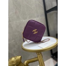 Imitation Chanel small diamond bag Grained Calfskin & Gold-Tone Metal AS2201 purple JK3802QN34