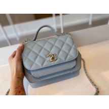 Imitation Chanel small flap bag Calfskin & Gold-Tone Metal A93749 light blue JK3791lH78