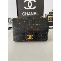 Imitation Chanel SMALL FLAP BAG Snakeskin & Gold-Tone Metal AS3214 black&gold JK2294SU58