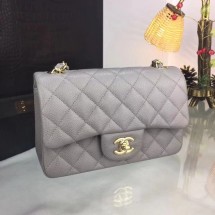 Imitation Fashion Chanel Original Caviar Leather Flap cross-body bag CF1116 Silver gray Gold chain JK5166kd19