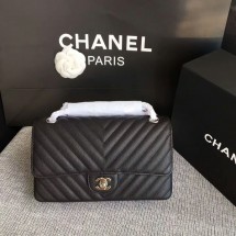 Imitation High Quality Chanel Flap Shoulder Bags Black Original Calfskin Leather CF1112 Silver JK5760Bo39