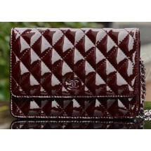 Imitation High Quality Chanel mini Flap Bag Burgundy Patent Leather A33814 Silver JK734HH94