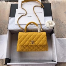 Imitation High Quality Chanel Small Flap Bag with Top Handle A92990 yellow JK4920HH94