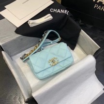 Knockoff AAAAA Chanel 19 Bodypack Sheepskin Leather AS1163 sky blue JK4131Jc39