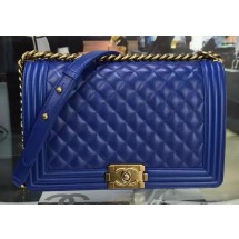 Knockoff Boy Chanel Flap Bag Blue Original Sheepskin Leather A67088 Gold JK37NL80