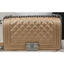 Knockoff Boy Chanel Flap Bag Original Gold Cannage Pattern A67025 Silver JK758fY84