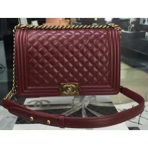 Knockoff Boy Chanel Flap Bag Wine Original Sheepskin Leather A67088 Gold JK35tp21