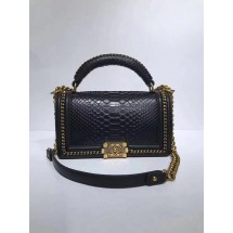 Knockoff Boy Chanel Flap Shoulder Bag original Snake leather 67086 black JK5316tp21