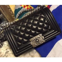 Knockoff Boy Chanel Flap Shoulder Bags Sheepskin Leather A67085 Black JK788iV87