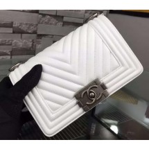 Knockoff Boy Chanel mini Flap Bag Original Chevron Sheepskin Leather A5707 White JK352Ez66