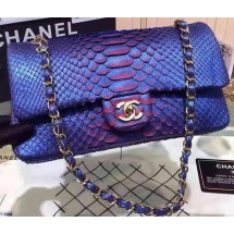 Knockoff Chanel 2.55 Series Flap Bags Blue Original Python Leather A1112SA Gold JK379JF45