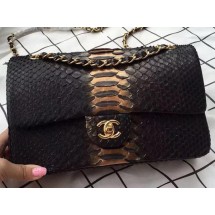 Knockoff Chanel 2.55 Series Flap Bags Bronze&Black Original Python Leather A1112SA Gold JK386Bt18