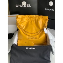 Knockoff CHANEL 22 HANDBAG Shiny Calfskin & Gold-Tone Metal AS3262 yellow JK2396tp21