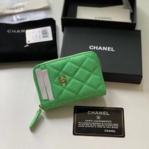 Knockoff Chanel card holder Calfskin AP1650 green JK1149ch31