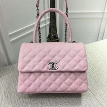 Knockoff Chanel Caviar Leather Top Handle Bag 92991 Pink JK5824yN38