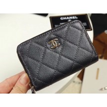 Knockoff Chanel classic card holder Grained Calfskin & Gold-Tone Metal A69271 black JK1273yN38