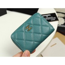 Knockoff Chanel classic card holder Grained Calfskin & Gold-Tone Metal A69271 green JK1307tU76