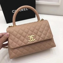 Knockoff Chanel Classic Top Handle Bag Apricot Original Leather A92991 Gold JK5736vf92