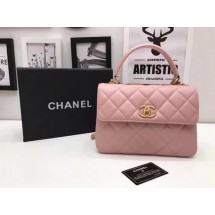 Knockoff Chanel Classic Top Handle Bag Pink Sheepskin Leather A92991 Gold JK19cS18