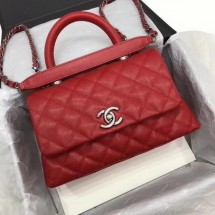 Knockoff Chanel Classic Top Handle Bag Red Cannage Pattern A92290 Silver JK5371vf92