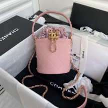 Knockoff Chanel drawstring bag Lambskin & Gold Metal AS6695 pink JK3477Bt18