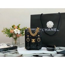 Knockoff Chanel FLAP BAG Aged Calfskin & Gold-Tone Metal AS2695 Black JK3128NL80