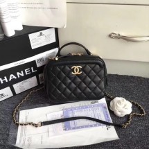 Knockoff Chanel Flap Bag vanity case Calfskin & Gold-Tone Metal A57905 black JK4905WW40