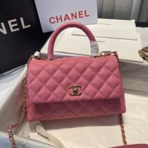 Knockoff Chanel flap bag with top handle A92990 rose JK3470JF45