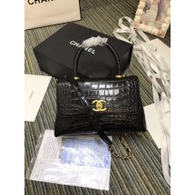 Knockoff Chanel flap bag with top handle A93737 black JK4892Lg61