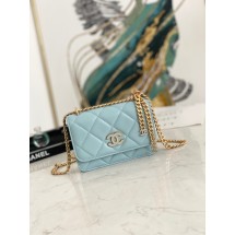 Knockoff Chanel Flap Lambskin small Shoulder Bag 81185 light blue JK2573tU76