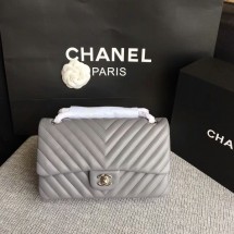 Knockoff Chanel Flap Shoulder Bags Grey Original Sheepskin CF1112 Silver JK5874yK94