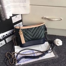 Knockoff CHANEL GABRIELLE Hobo Bag A91810 green&black JK4951tp21