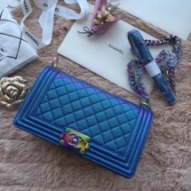 Knockoff Chanel Le Boy Flap Shoulder Bag Cannage Patterns F67086 Blue JK5268Ez66