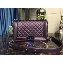 Knockoff Chanel Le Boy Flap Shoulder Bag Sheepskin Leather D67086 Purple JK5270WW40