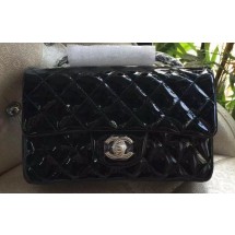 Knockoff Chanel mini Classic Flap Bag Black Original Patent A1116 Silver JK178yN38