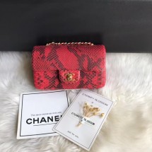 Knockoff Chanel Mini Flap Bag Python & Gold-Tone Metal A69900 red JK4974iV87