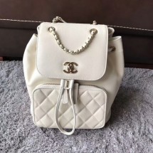 Knockoff Chanel Original Calfskin Leather Backpack CHA2589 White JK5633Ez66