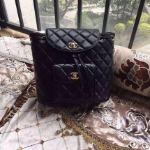 Knockoff Chanel Original Sheepskin Backpack 56987 black JK5136eF76