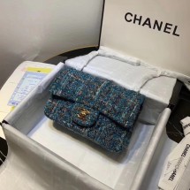 Knockoff CHANEL Tweed Calfskin -Tone & Gold-Tone Metal 1116 blue JK4527Lg61